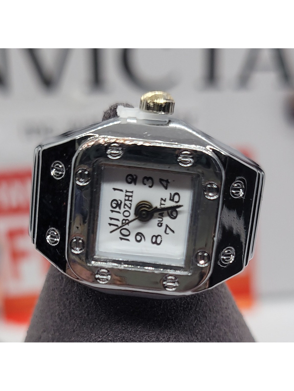 365 Bonzhi quartz white dial silver metal rectangular dress wristwatch with box